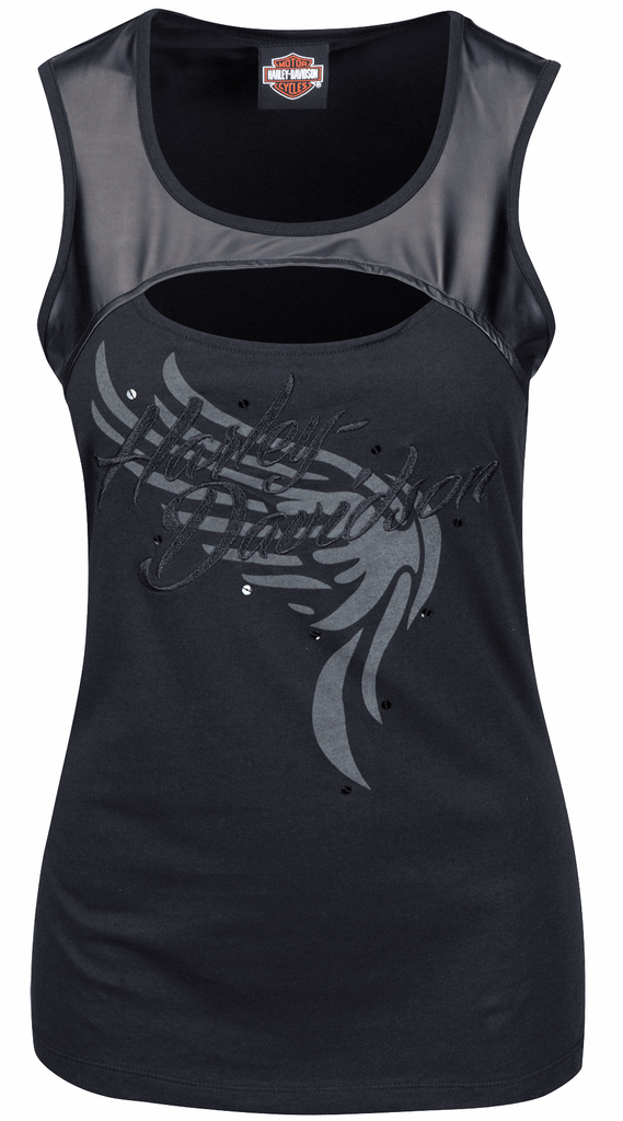 http://www.adventureharley.com/harley-davidson-womens-tank-top-pleather-trim-black