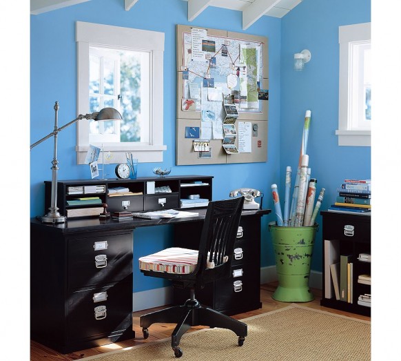 Small Home Office Design Ideas Blue