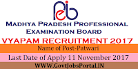 Madhya Pradesh Professional Examination Board Recruitment 2017– 9235 Patwari