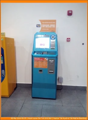 kiosk tambah nilai (reload) tanpa caj dan beli kad Touch 'n Go percuma di KLIA2.