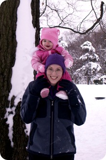 Elaine's first sledding trip