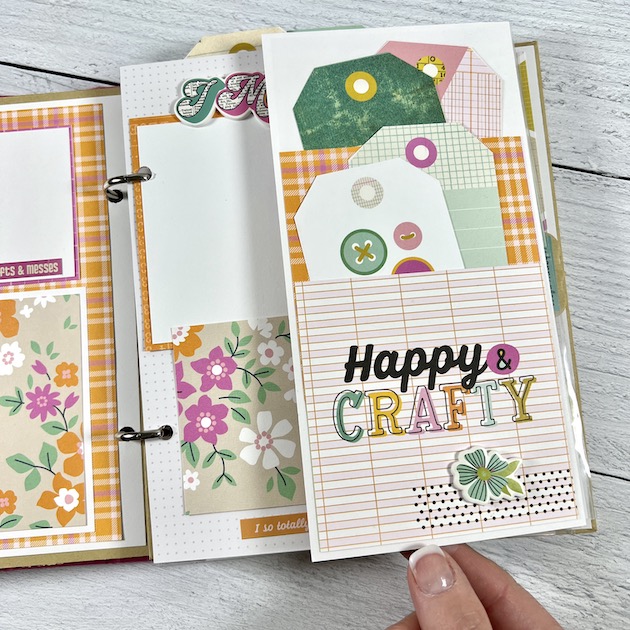 Creative Happy Girl Scrapbook page with folding card for crafting photos