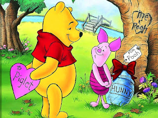 Wallpaper Winnie The Pooh dan Piglet Bermain Hujan
