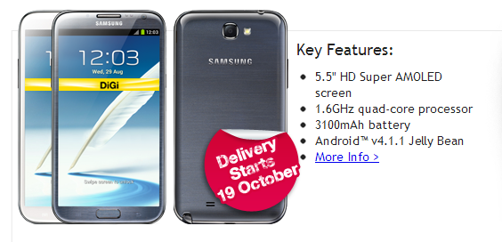 Harga rasmi Samsung Galaxy Note 2  Drexar21