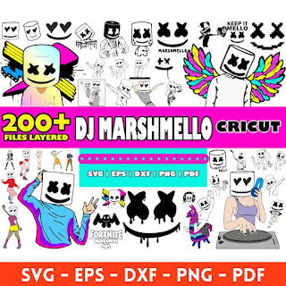 Marshmallow dj mega big bundle svg png clipart vector files for cricut font Instant Download