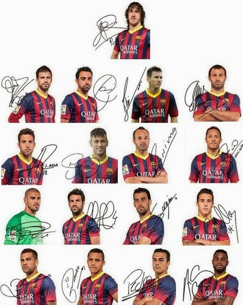 Fc Barcelona Players Signature