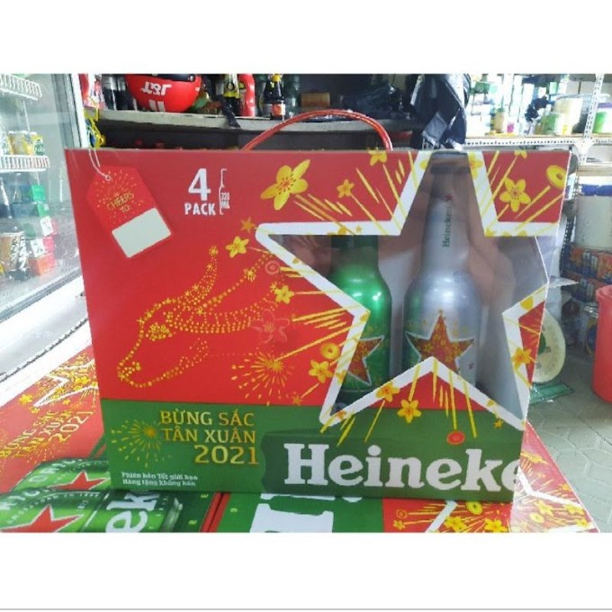 hộp quà tặng 4 chai nhôm bia heineken 330ml