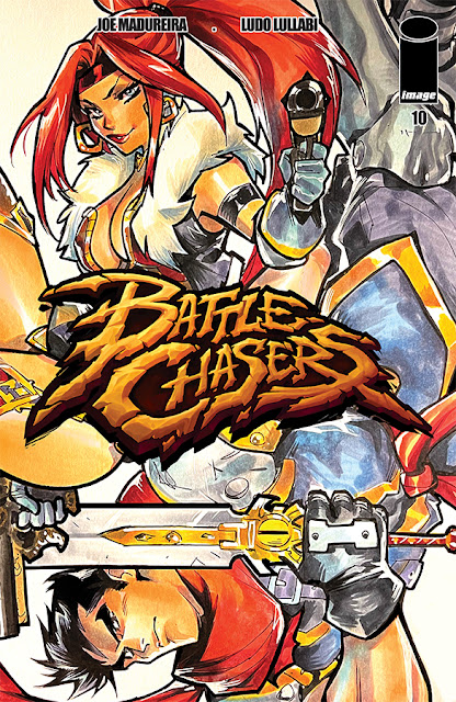 Battle Chasers Issue 10 Comic Book Cover by Mirka Andolfo featuring Red Monika and Garrison