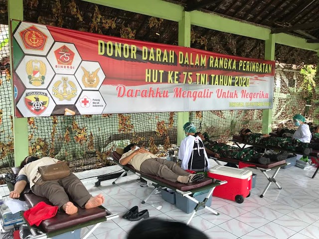 Kodam IX/Udayana Bekerja Sama Dengan PMI Kota Denpasar Menyelenggarakan Kegiatan Donor Darah di Makeddan IX/Udayana