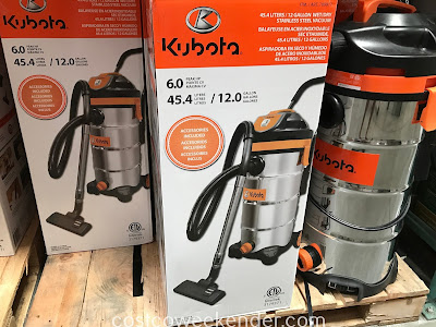 Keep things clean in and around your house with the Kubota 12 Gallon Wet/Dry Stainless Steel Vacuum