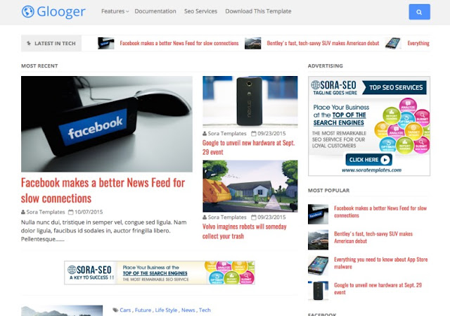 Glooger Blogger Template