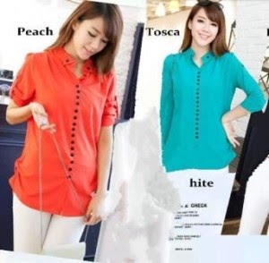 blouse korea murah bahan spandek warna hijau dan orange