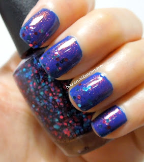 OPI Polka.com over Max Factor Fantasy Fire and China Glaze Manhunt