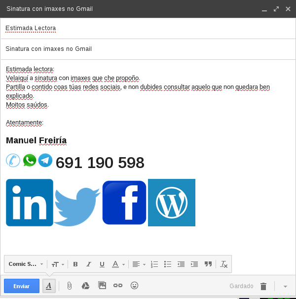 sinatura con imaxes gmail, firma con imágenes gmail