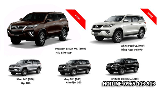 Màu xe Fortuner 2017 Hải Phòng