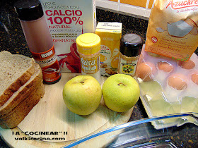 Pudin de pan de molde integral con manzana y canela