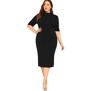 Short Sleeve Plus Size Solid Bodycon Business Pencil Dress