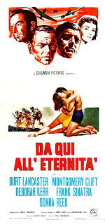 DA QUI ALL' ETERNITÀ. Locandina: 33 x 70 cms. Italia. Imprenta: Rotolitografica, Roma. DE AQUÍ A LA ETERNIDAD. From Here to Eternity. 1953. Estados Unidos. Dirección: Fred Zinnemann. Reparto: Burt Lancaster, Montgomery Clift, Deborah Kerr, Frank Sinatra, Donna Reed, Ernest Borgnine, Jack Warden, Philip Ober, Mickey Shaughnessy, Harry Bellaver, John Dennis, Merle Travis.