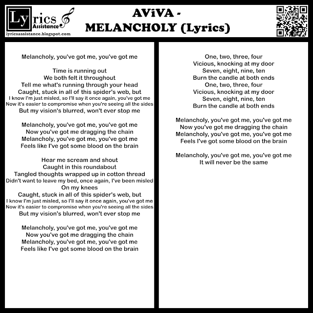 AViVA - MELANCHOLY Lyrics| lyricsassistance.blogspot.com