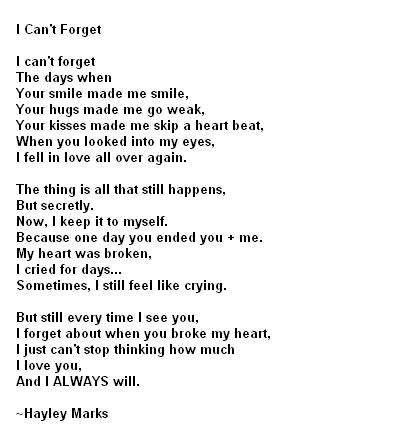 I can't forget - teen love poem