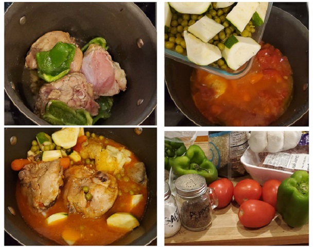 one pan chicken stew collage