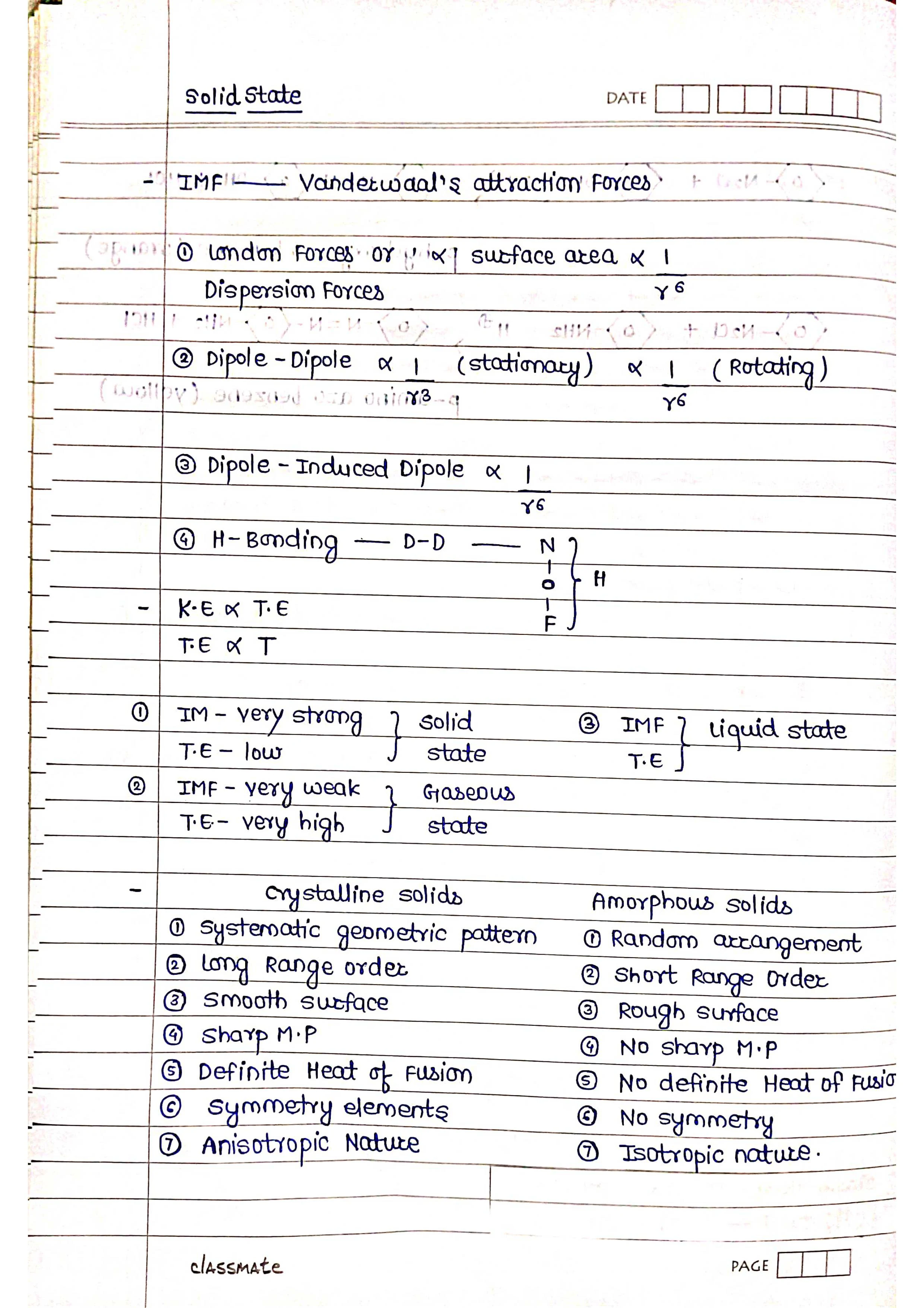 Solid State - Chemistry Short Notes 📚