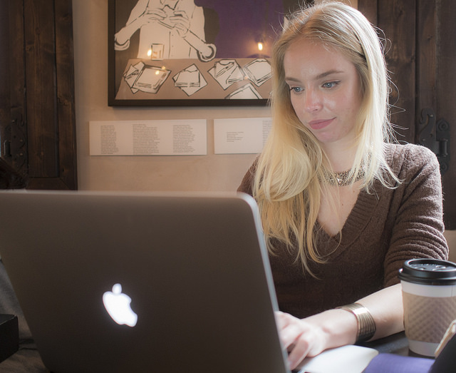 woman using a laptop