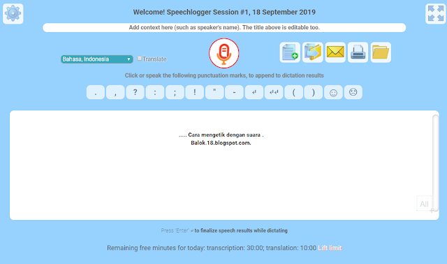 Cara Menulis Dengan Suara secara online dengan menggunakan speechlogger