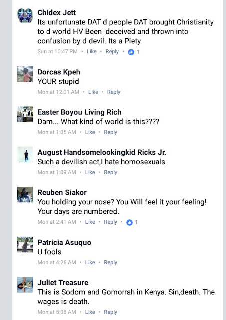  "Tufia, God punish you, Holy Ghost fire, abomination, insanity!" - Facebook users reacts to the wedding between two Kenyan homosexuals