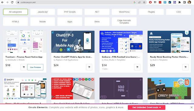 Tampilan website CodeCanyon