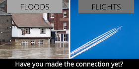 Flying leads to clinate change that causes flooding