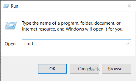 mở Command Promp bằng cách nhấn tổ hợp phím Windows + R để mở hộp thoại Run, sau đó nhập cmd để vào, cuối cùng nhấn Enter.