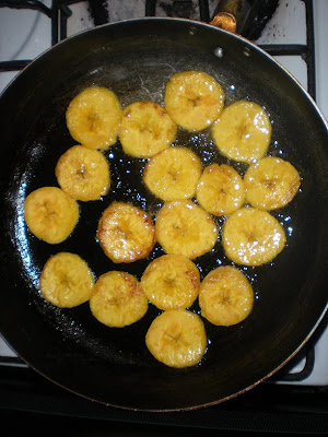 Golden brown fried plantains