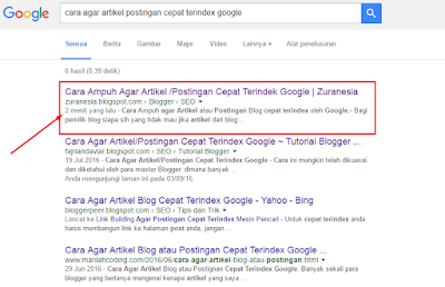 Cara agar artikel blog cepat terindex oleh google