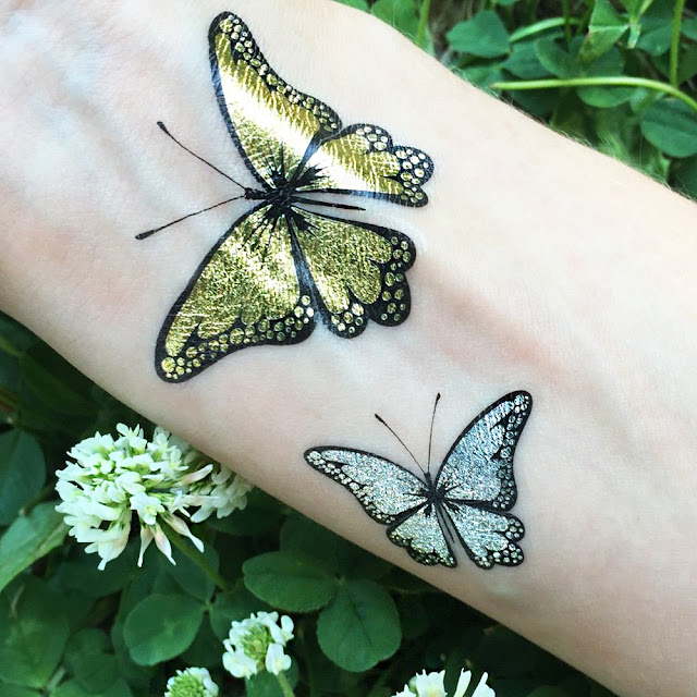 Fake gold butterfly tattoo for women