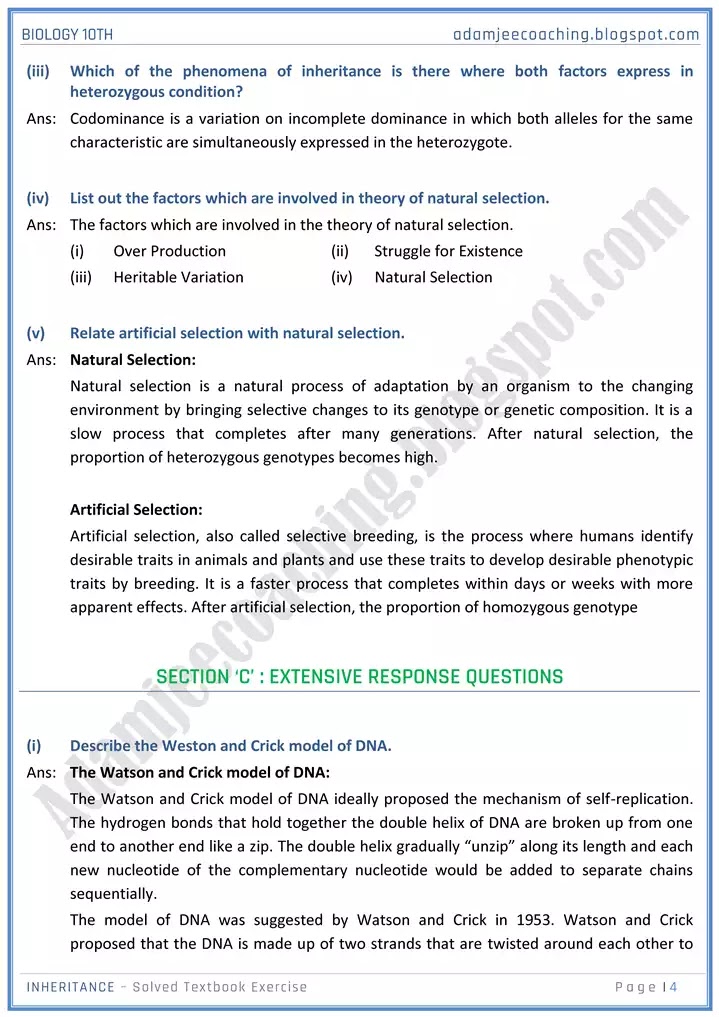 inheritance-solved-textbook-exercise-biology-10th