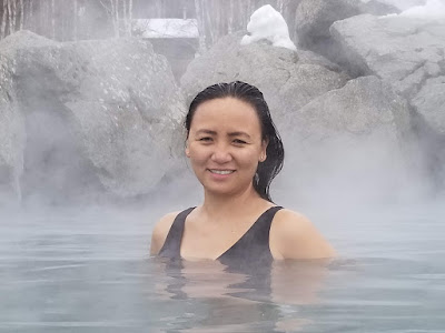 Swimming in hotspring