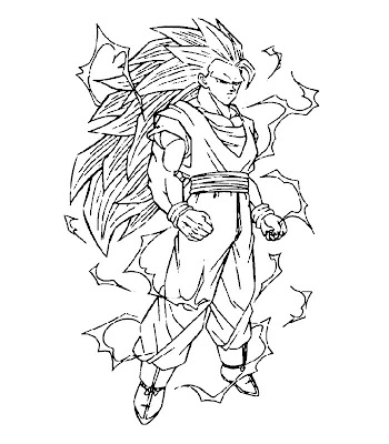 Coloring in Super Saiyan 3 Goku From Dragon Ball Z With  - dragon ball z coloring pages