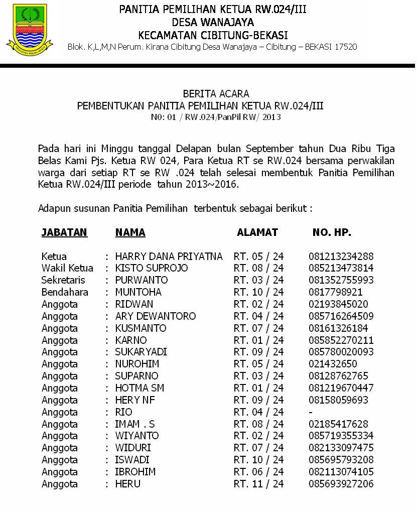 Rapat Perdana PjS Ka. RW.24 Kirana Cibitung: RAPAT 