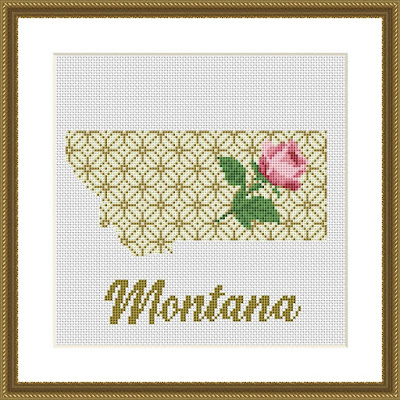 Montana map cross stitch pattern - Tango Stitch