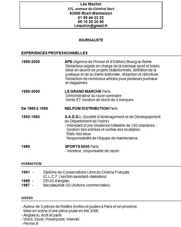 Un CV gratuit Ã  tÃ©lÃ©charger gratuitement.