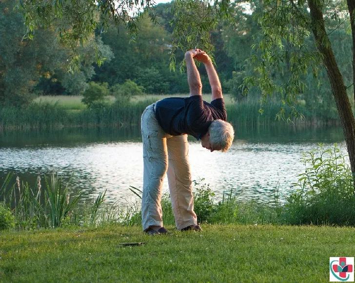 Aged man stretching