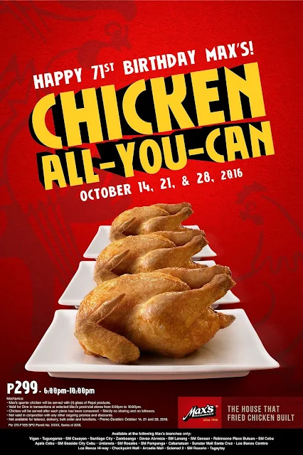 Max's Chicken All You Can 2016 Promo