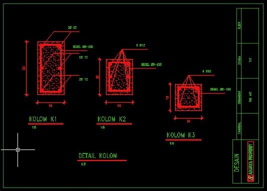 Gambar kerja detail kolom