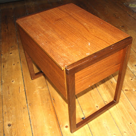 vintage wooden sewing box table