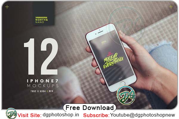 iPhone7 RED PSD Mockups Free Download