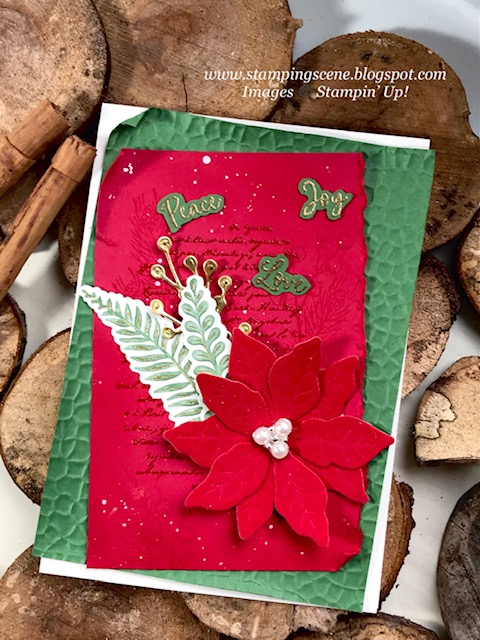 christmas card using stampin up poinsettia petals