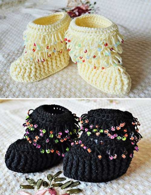 Beaded Baby Booties - Free Pattern 