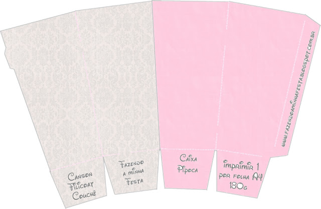 Pink, Lilac y Grey Free Printable Pop Corn Box