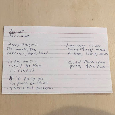 Poem written on Index card